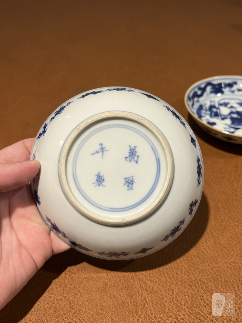 清 青花婴戏纹盘（一对） - 图5